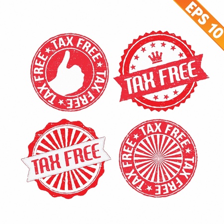 Stamp sticker tax free collection  - Vector illustration のイラスト素材