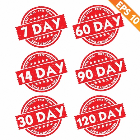 Stamp sticker Free trial collection  - Vector illustration のイラスト素材