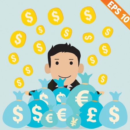 Cartoon Businessman with financial money - Vector illustration のイラスト素材