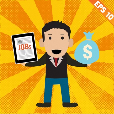 Cartoon Businessman with financial money - Vector illustration のイラスト素材