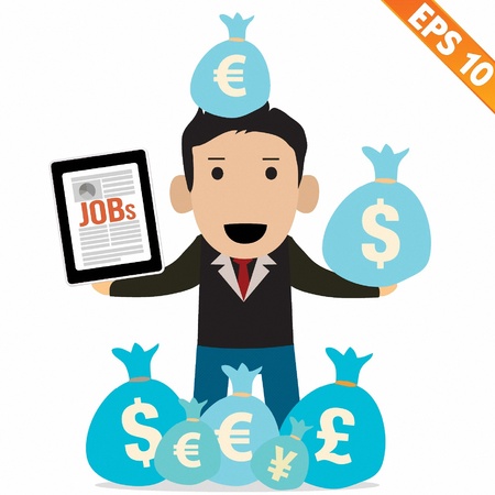Cartoon Businessman with financial money - Vector illustrationのイラスト素材