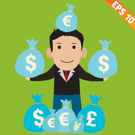 Cartoon Businessman with financial money - Vector illustration のイラスト素材