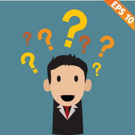 businessman with question marks - Vector illustration のイラスト素材
