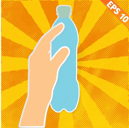 Hand handle drinking bottle - Vector illustration のイラスト素材