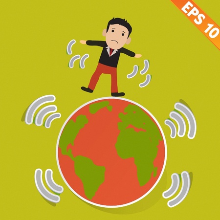 Cartoon Businessman stand with earthquake - Vector illustration  のイラスト素材