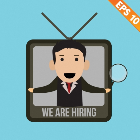 Business man with magnifier handling  - Vector illustration のイラスト素材