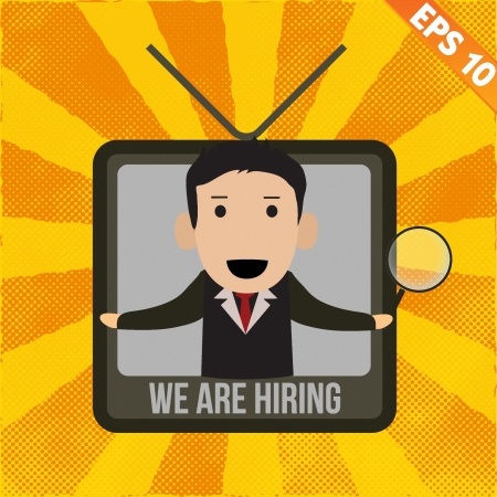 Business man with magnifier handling  - Vector illustration のイラスト素材