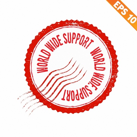  Rubber stamp world wide support - Vector illustration のイラスト素材