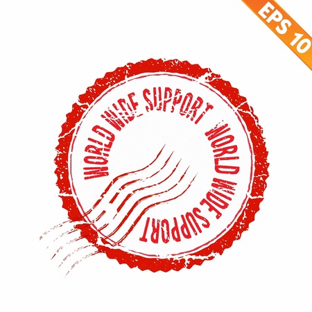  Rubber stamp world wide support - Vector illustration のイラスト素材