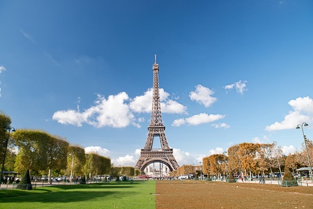 The Eiffel Tower in Paris, France - Season Chnage Conceptの写真素材