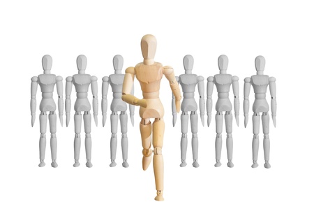 Wooden model in the crowd for human resource conceptの写真素材