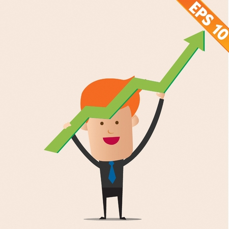 Cartoon Businessman positive graph - Vector illustrationのイラスト素材