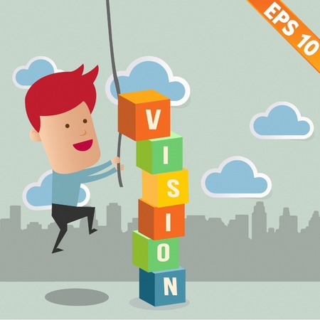 Business man with business word - Vector illustrationのイラスト素材