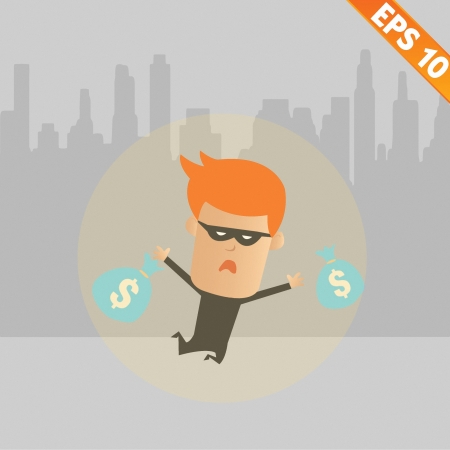 Thief steal money - Vector illustrationのイラスト素材