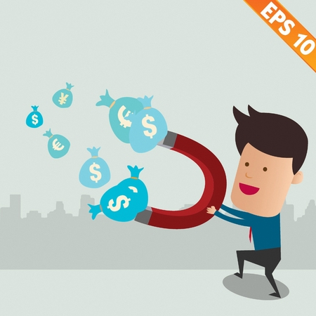 Thief use magnet copy attract money - Vector illustration のイラスト素材