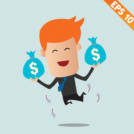 Cartoon Businessman with financial money - Vector illustrationのイラスト素材