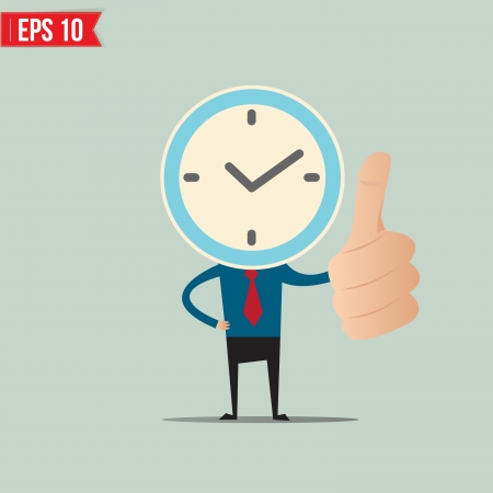 Cartoon Business man with clock face  - Vector illustration - EPS10 のイラスト素材