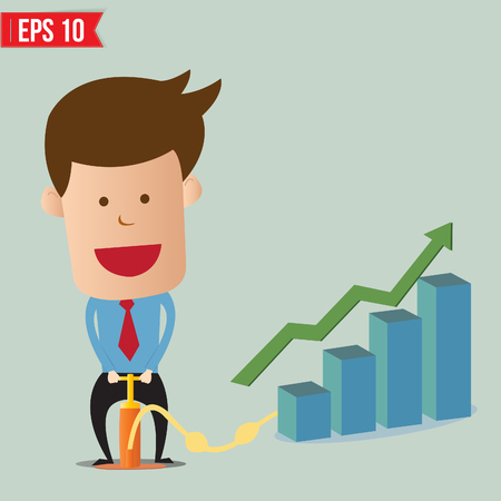Cartoon Business man pumping graph - Vector illustration - EPS10 のイラスト素材
