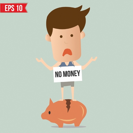 Business man standing on piggy bank - Vector illustrationのイラスト素材