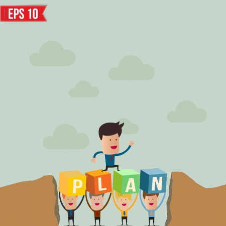 Business man jumping over the hill - Vector illustrationのイラスト素材
