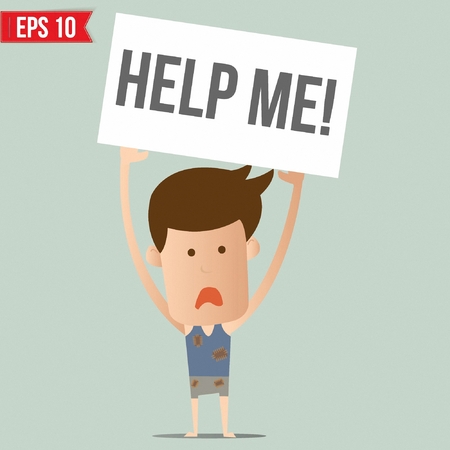 Man show board request for help  - Vector illustration - EPS10のイラスト素材