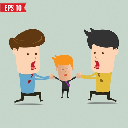 Cartoon businessmen fighting over a colleague - Vector illustrationのイラスト素材