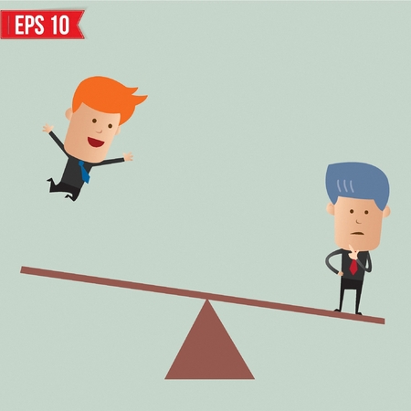 Businessmen on seesaw  - Vector illustrationのイラスト素材
