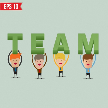 Businessmen showing Team 3d text  - Vector illustrationのイラスト素材