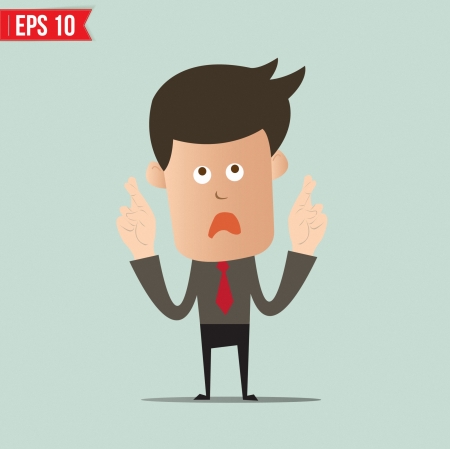 Cartoon Businessman making a wish- Vector illustrationのイラスト素材