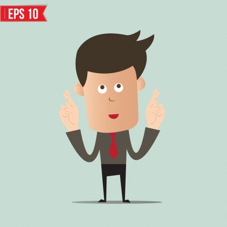 Cartoon Businessman making a wish- Vector illustrationのイラスト素材