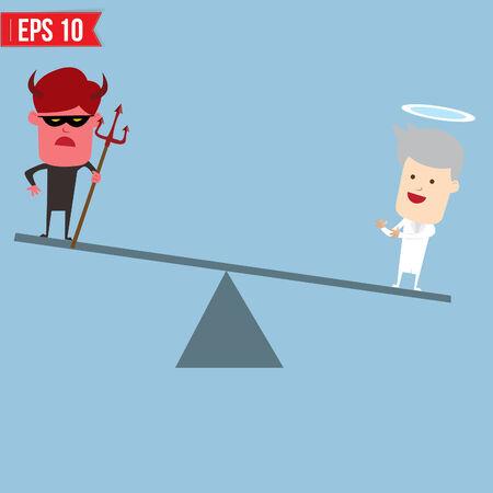 Devil and angel comparison for good and bad concept - Vector illustration のイラスト素材