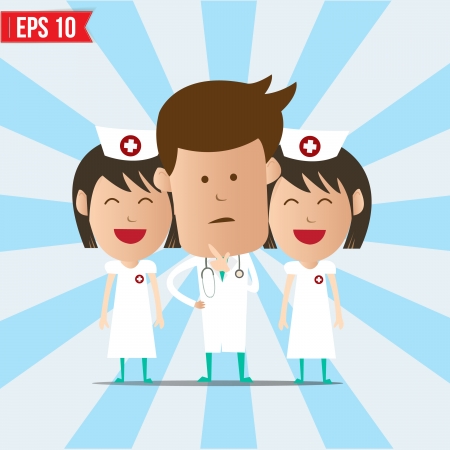 Cartoon doctor and nurse smile and thinking - Vector illustration のイラスト素材