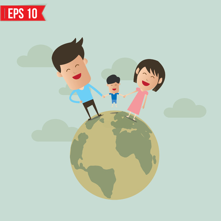 Cartoon Happy family - Vector illustration のイラスト素材
