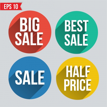 Sale badge icon flat and long shadow design - Vector illustration のイラスト素材