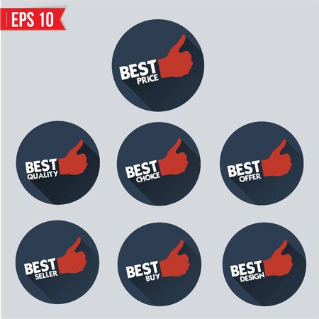 Best badge tag long shadow design - Vector illustration のイラスト素材