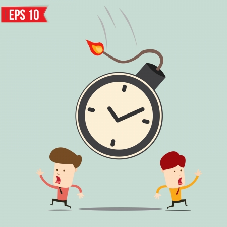 Businessman run away from time bomb のイラスト素材