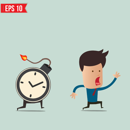 Businessman run away from time bomb のイラスト素材