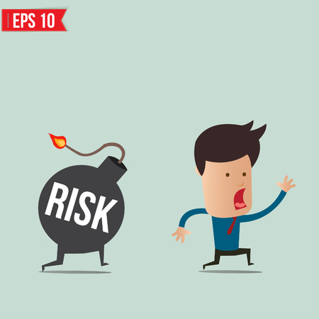 Businessman run away from risk bomb のイラスト素材