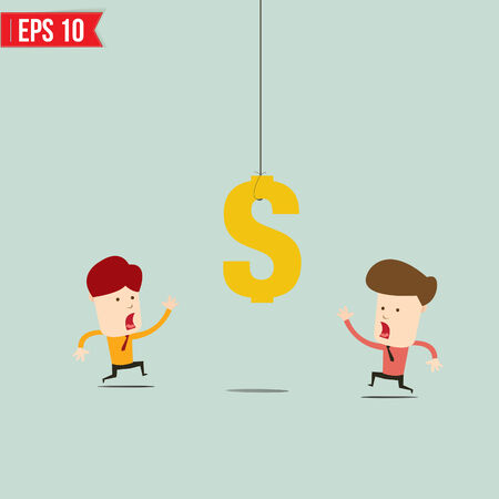 Businessman try to reach money- Vector illustration のイラスト素材