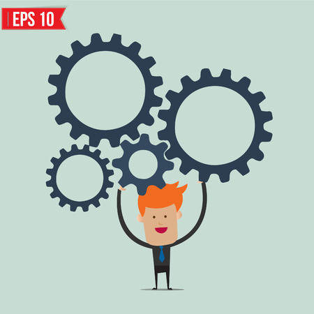 Businessman with gears - Vector illustration のイラスト素材