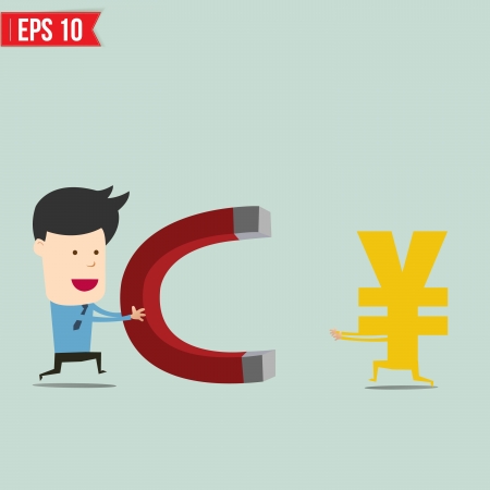 Business man trying to catch money  - Vector illustrationのイラスト素材