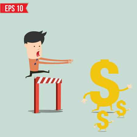 Business man trying to catch money  - Vector illustration のイラスト素材