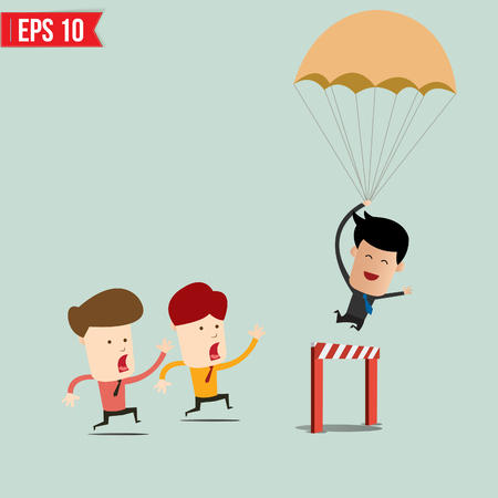 Business Man jumping over an obstacle on the way to success - Vector illustrationのイラスト素材