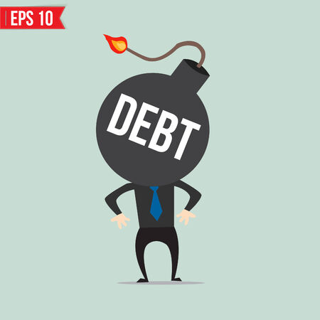 Cartoon Business man use thermometer measure temperature - illustration のイラスト素材