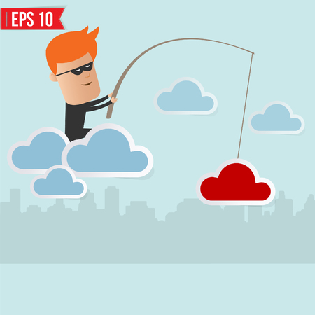 Hacker steal data on cloud computing のイラスト素材