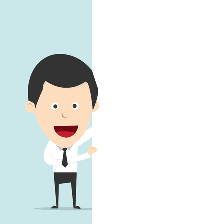 Businessman hold blank board for use in advertising, presentations のイラスト素材