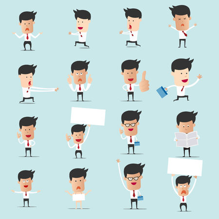Set of cartoon businessman with many character for use in presentation and graphic design, Set 2 のイラスト素材