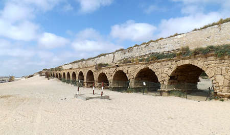 Old roman aqueduct in Israel.の写真素材