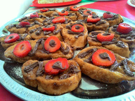 French toast gourmet table closeupの写真素材