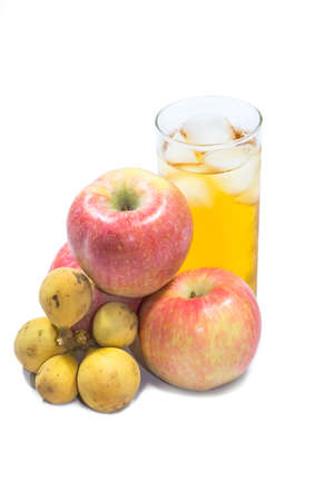 apple and apple juice isolated on whiteの写真素材